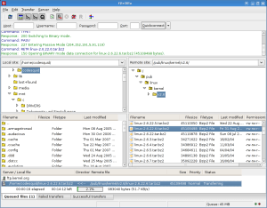 FileZilla on Linux - main window screenshot